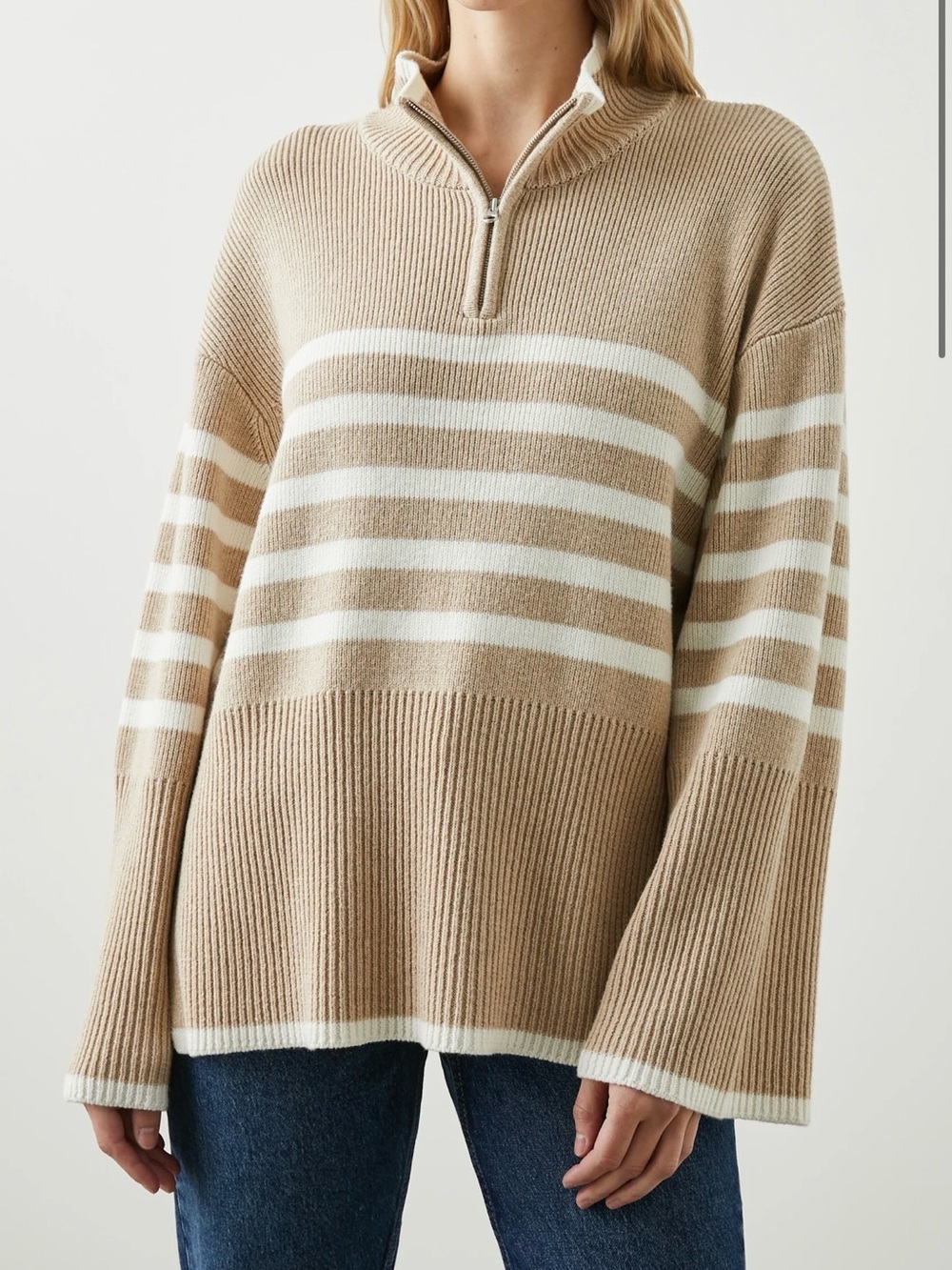 Rails Tessa Sand Stripe Sweater Wool Blend